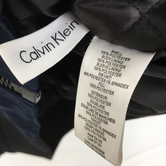 Calvin Klein Men’s Bomber Jacket Navy Blue Size Small Quilted Lining Full Zip - Picture 9 of 15